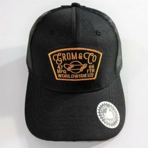 Grom & Co Skateboard Trucker Hat Cap - Adjustable Snapback - Black